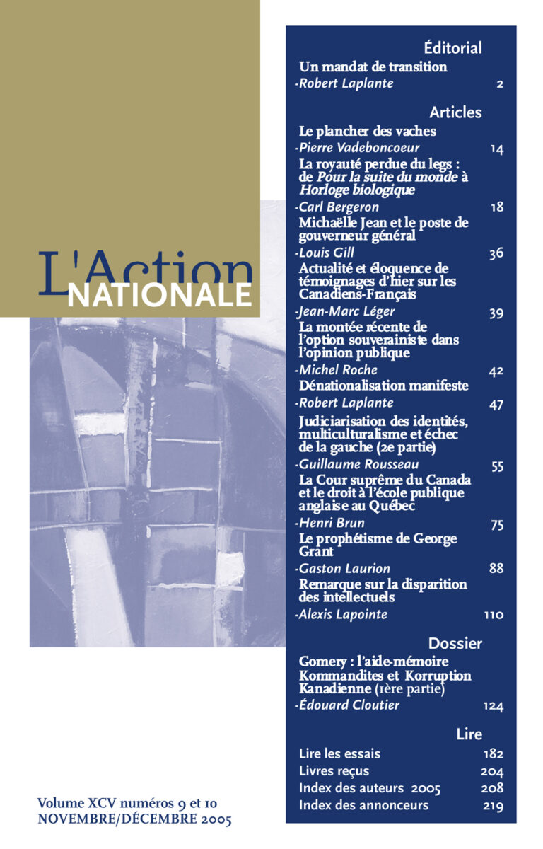 L'Action nationale – Numéro de novembre-décembre 2005