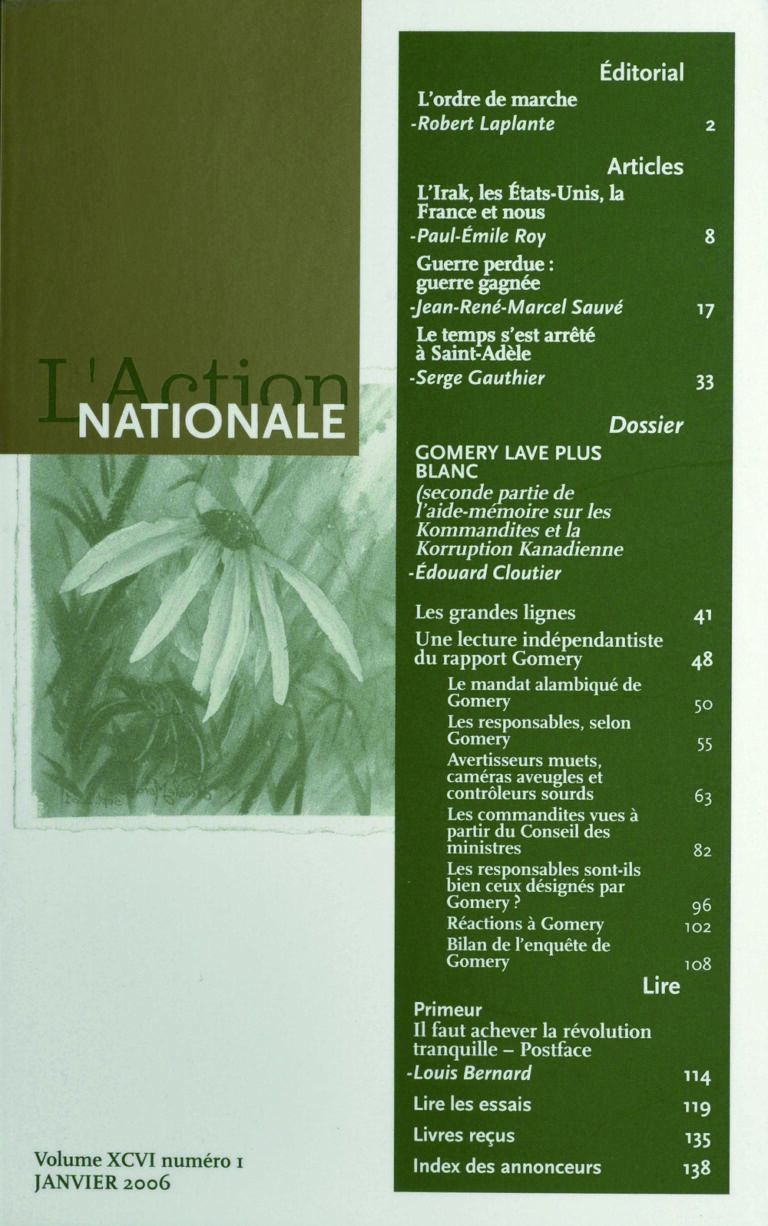L'Action nationale – Numéro de janvier 2006