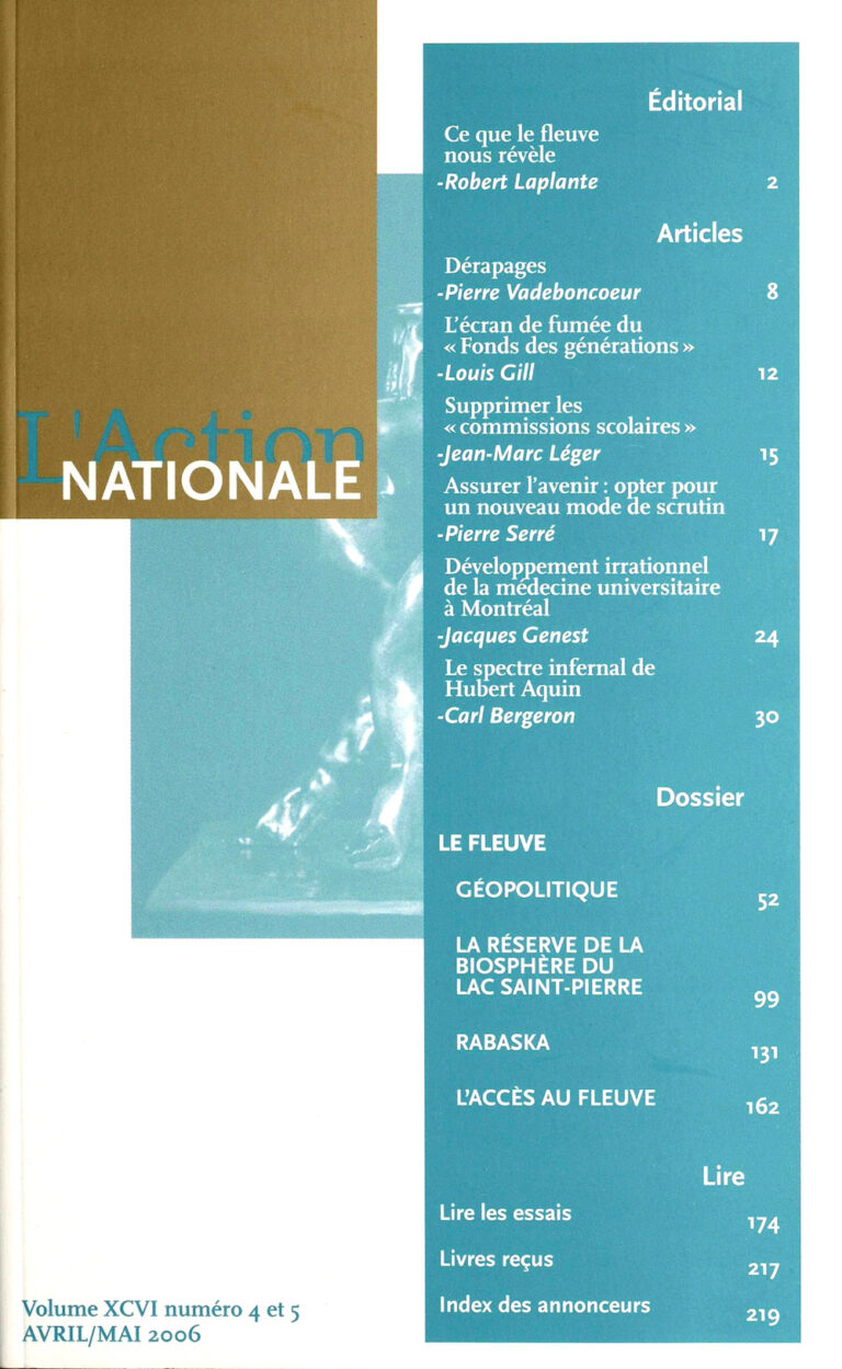 L'Action nationale – Numéro d'avril-mai 2006