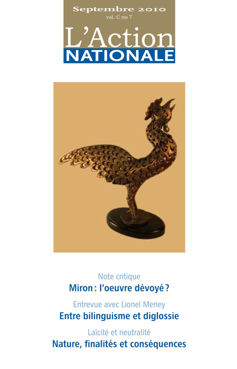L'Action nationale – Numéro de septembre 2010