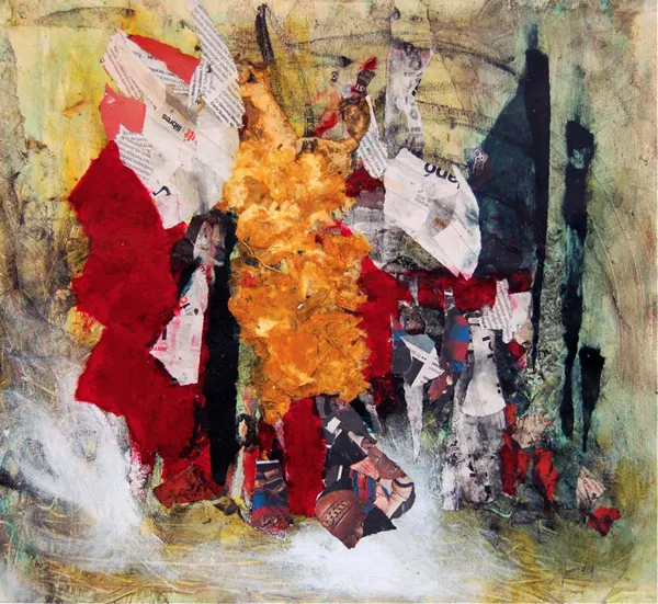 Carole Morin, Visca Catalunya, acrylique et collage sur toile, 2010