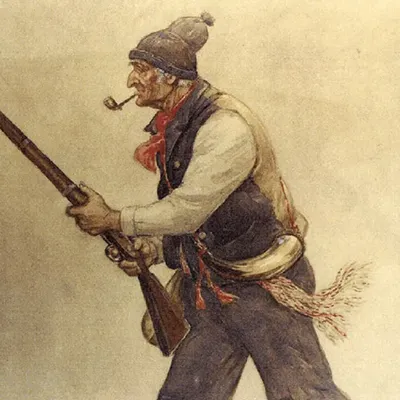 Henri Julien. Le Vieux de ’37, gouache sur papier brun, 1904