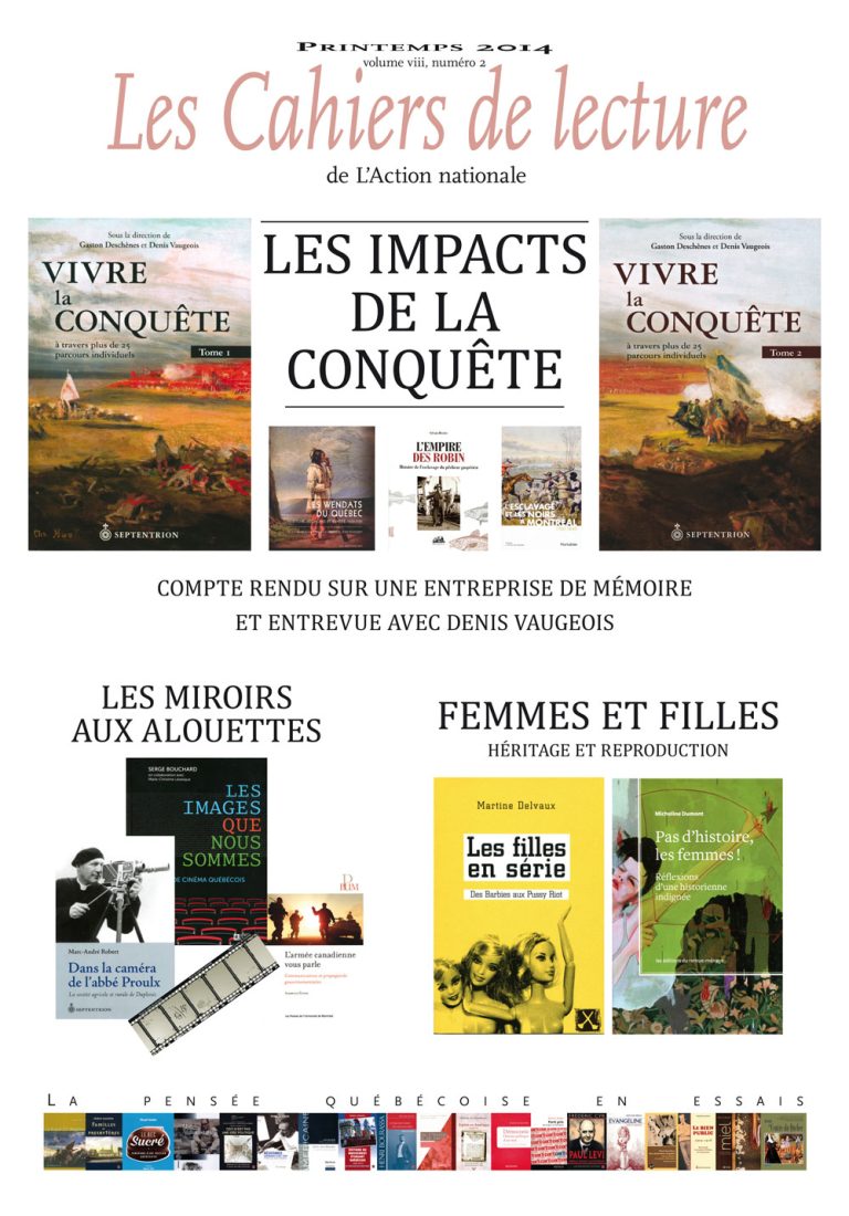 Les Cahiers de lecture de L'Action nationale – Printemps 2014