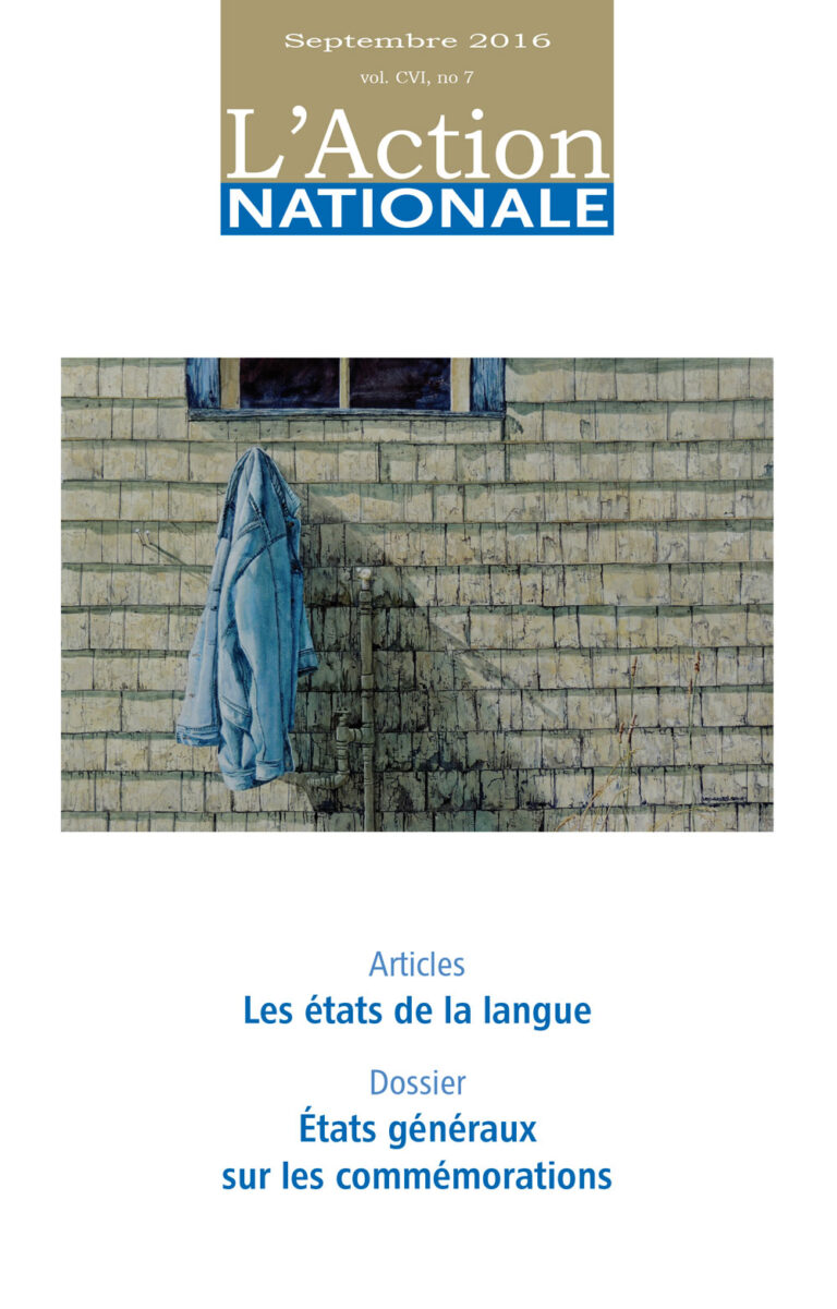 L'Action nationale – Numéro de septembre 2016