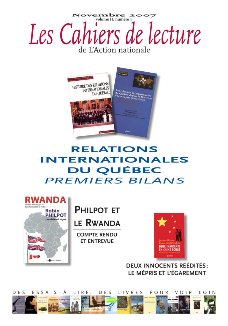 Les Cahiers de lecture de L'Action nationale – Automne 2007