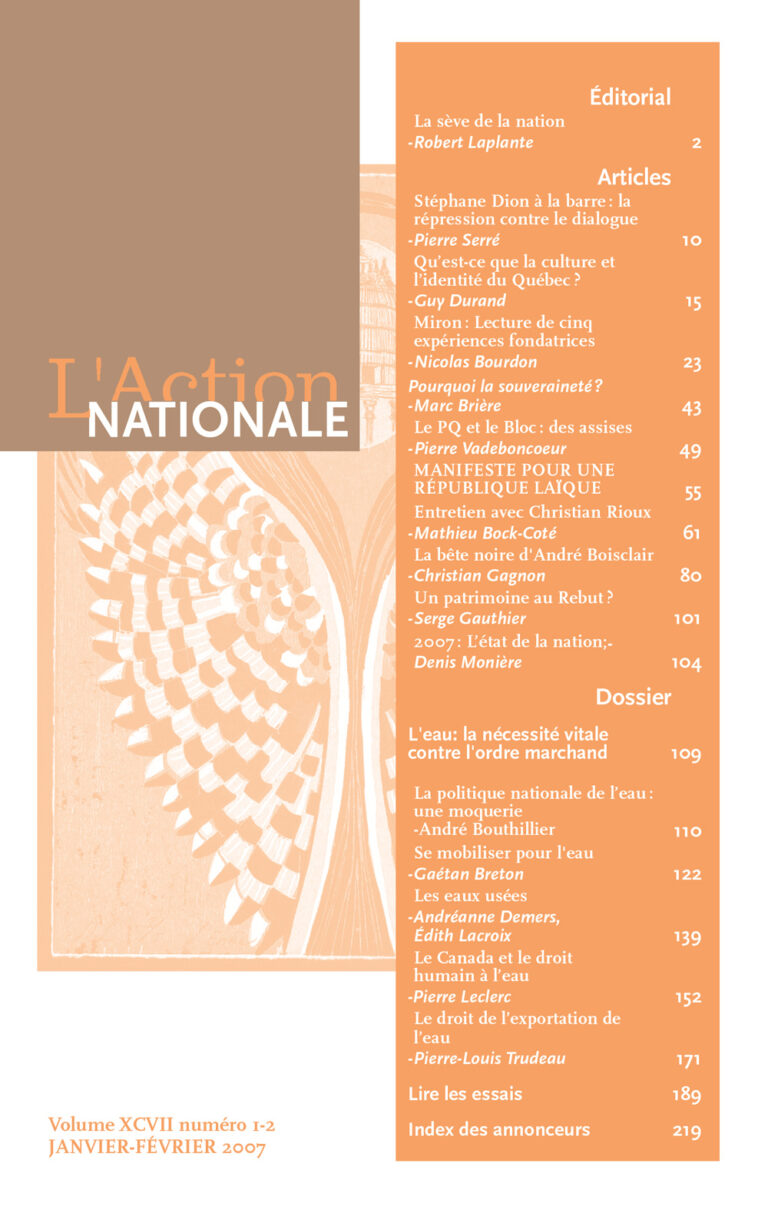 L'Action nationale – Numéro de janvier-février 2007