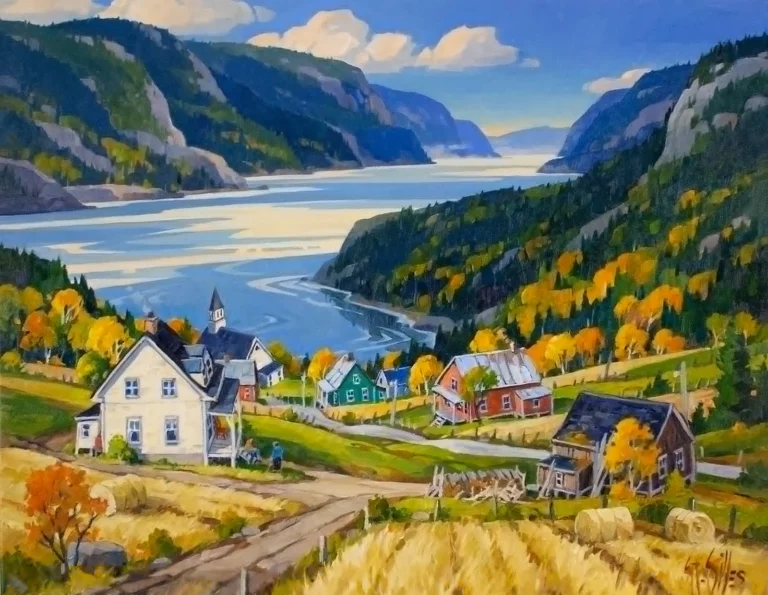 St-Gilles. Sainte-Rose-du-Nord, Saguenay, Qc. Huile sur toile, 24 x 30 po.