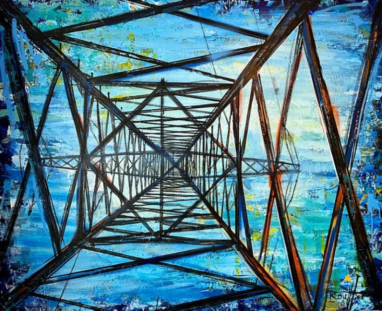 Pierre Routhier, Promenade pylonique Acrylique sur toile, 2021